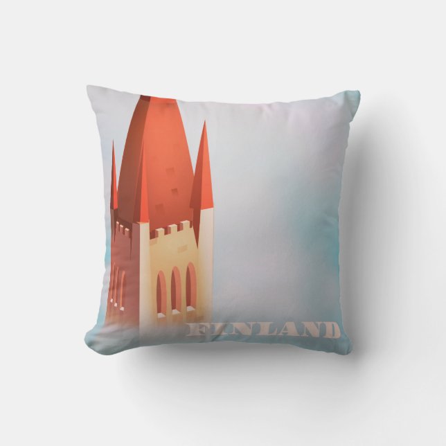 Coussin Affiche de voyage église Finlande (Recto)