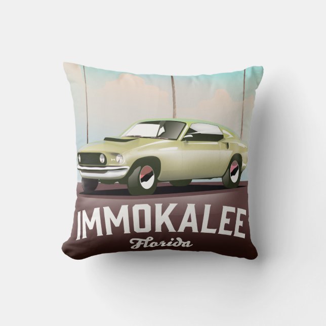 Coussin Affiche de voyage Immokalee Floride Supercar (Recto)