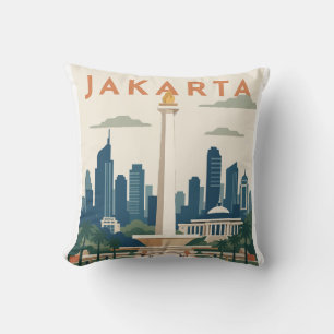Coussin Affiche de voyage Jakarta Indonésie