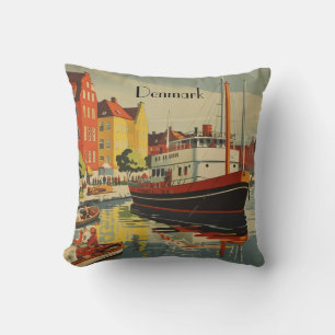 Coussin Affiche de voyage vintage Danemark