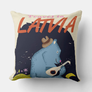 Coussin Affiche de voyage vintage de bande dessinée de Let