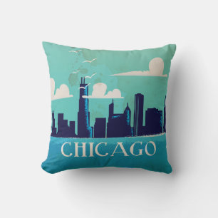 Coussin Affiche de voyage vintage de Chicago