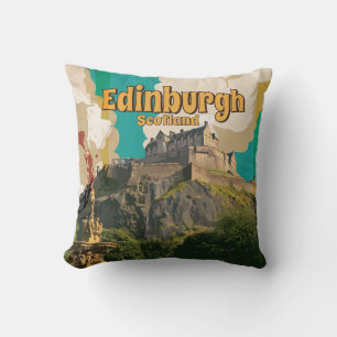 Coussin Affiche de voyage vintage d'Édimbourg