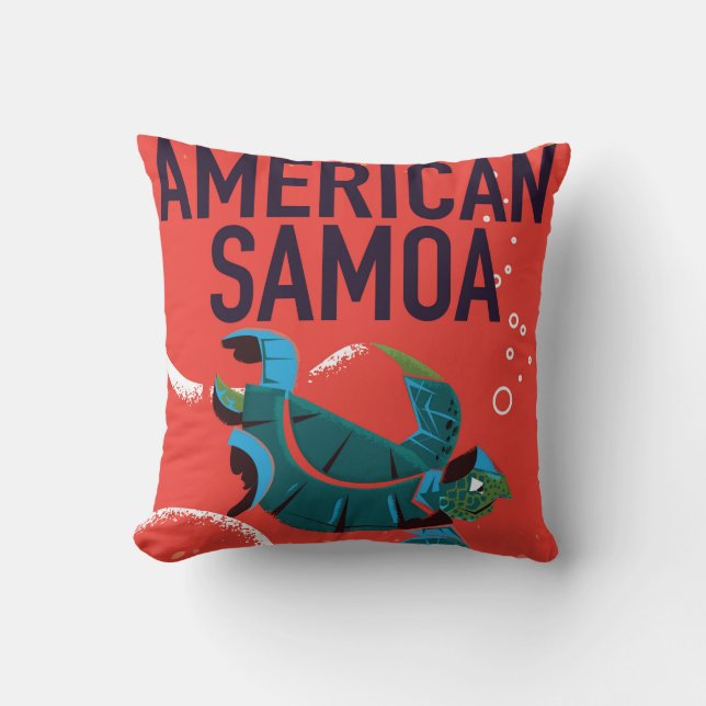 Coussin Affiche de voyage vintage des Samoa américaines (Recto)