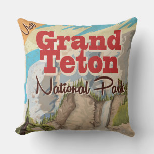 Coussin Affiche de voyage vintage du parc national de Gran