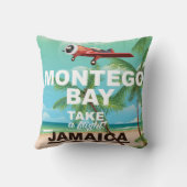 Coussin Affiche de voyage vintage Montego Bay Jamaïque (Verso)
