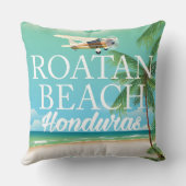 Coussin Affiche de voyage vintage Rotan Beach Honduras (Verso)