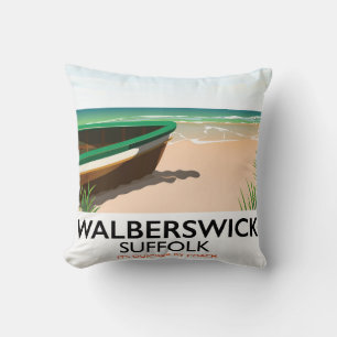 Coussin affiche de voyage vintage walberswick suffolk
