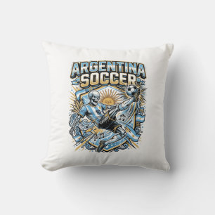 Coussin Affiche des Nations de football squelette d'Argent