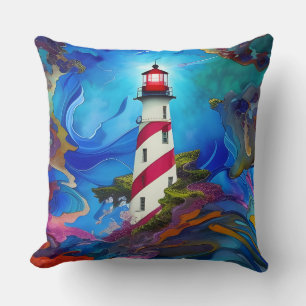 Coussin Affiche du phare dans une tempête