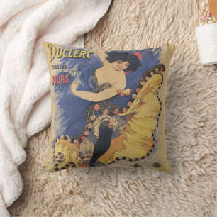 Coussin Affiche française vintage Art Nouveau Danseuse