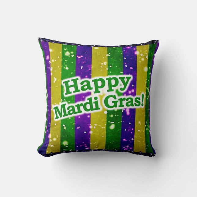 Coussin Affiche heureuse de mardi gras (Recto)