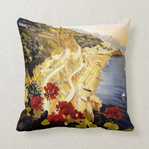 Coussin Affiche italienne de voyage de littoral d'Amalfi