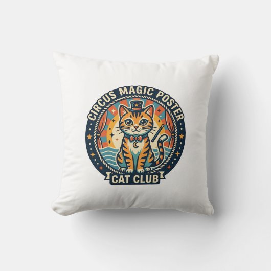 Coussin Affiche Magie de Cirque Chat Mignon Design - Cirqu (Recto)