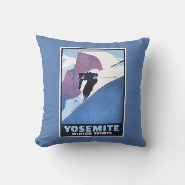Coussin Affiche promotionnelle de ski de sports d'hiver (Recto)