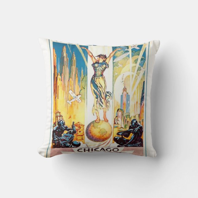 Coussin Affiche vintage 1933 de Chicago d'Exposition (Recto)