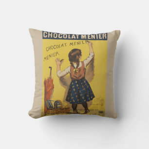 Coussin Affiche vintage Chocolat Menier française Art Boui