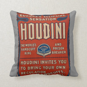 Coussin Affiche vintage de Houdini de reproduction de