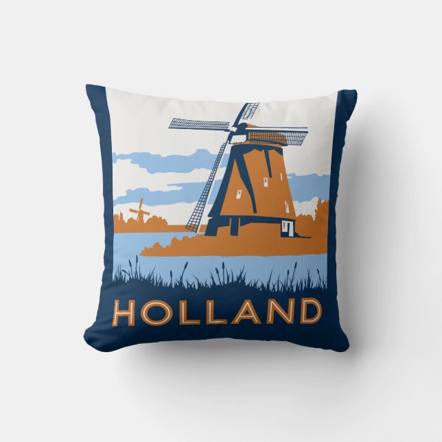 Coussin Affiche vintage de la Hollande (Recto)
