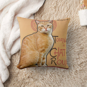 Coussin    Affiche vintage de style français Chat orange  
