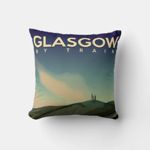 Coussin Affiche vintage de train de Glasgow