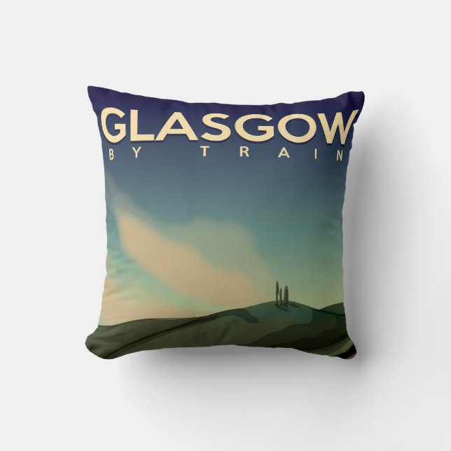 Coussin Affiche vintage de train de Glasgow (Recto)