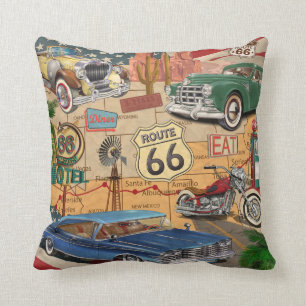 Coussin Affiche vintage Route 66.