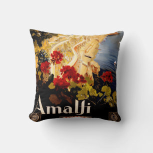 Coussin Affiches d'art graphique de voyage vintage Amalfi