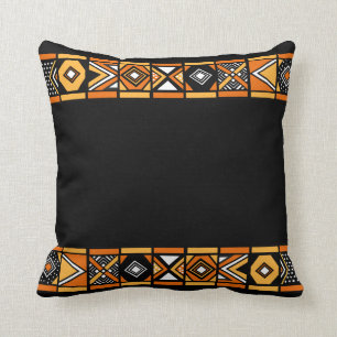 Coussin africain indigène noir d'art