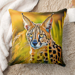 Coussin African Savannah Serval Wildcat Look Design