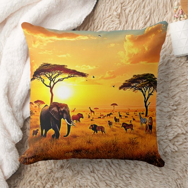 Coussin African Sunset Safari Majesty Design (Couverture)
