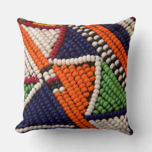Coussin Afrique, Kenya. Les perles tribales des Masaï
