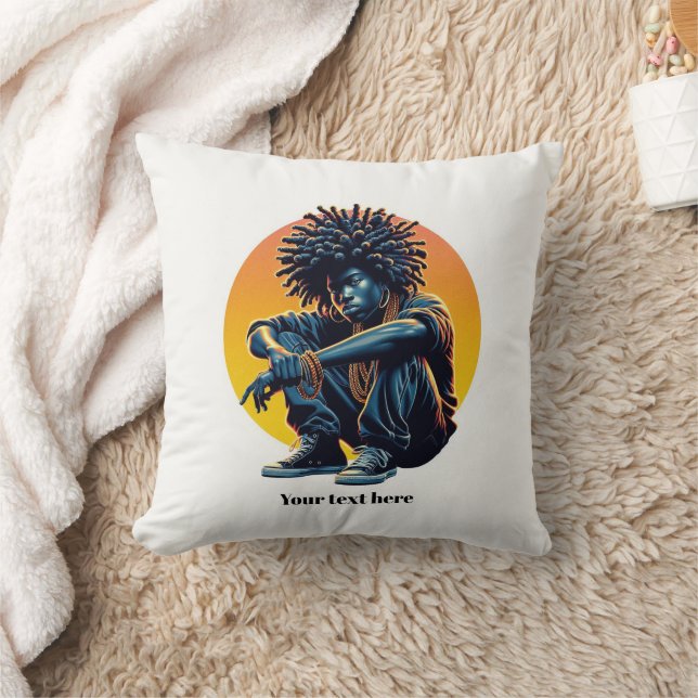 Coussin Afro Cool urbain - Bold Street Style Art Illustrat (Couverture)