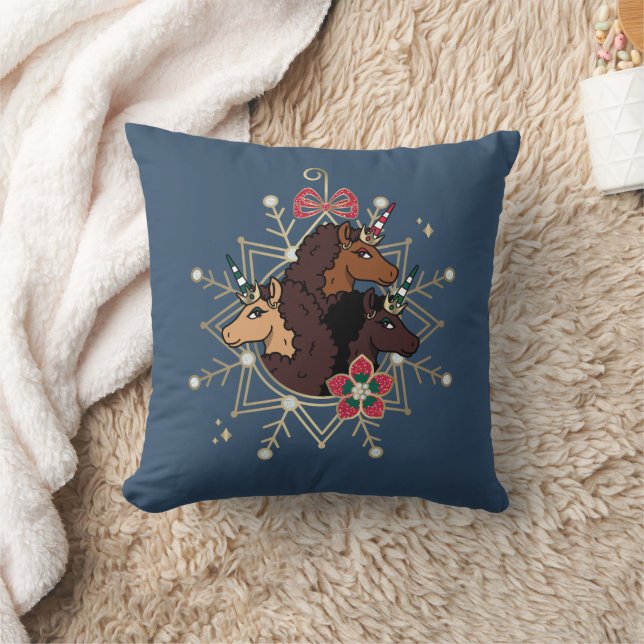 Coussin Afro Unicorn Festive Vacances Magique (Couverture)