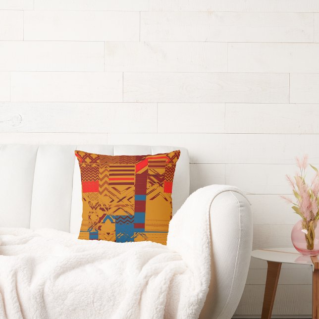 Coussin Afrocentric Geometric Print Throw Pillow (Créateur téléchargé)