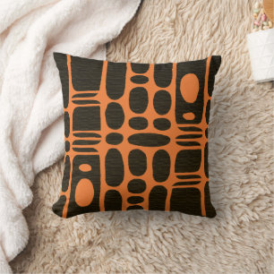 Coussin Afrocentrique Géométrique • Marron et Orange Chrom