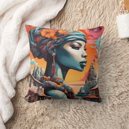 Coussin "Afrofuturisme : Rêves dynamiques du patrimoine" (Couverture)