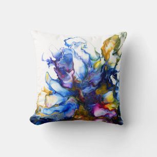 Coussin Agate d'art fluide Abstrait bleu
