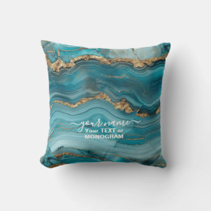 Coussin Agate de Parties scintillant Turquoise et Or