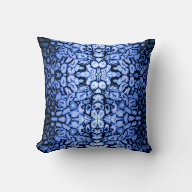 Coussin Agate de quartz bleu, Geodes bleues, motif abstrai (Recto)