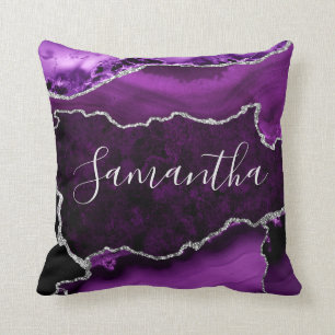Coussin Agate en marbre de Parties scintillant violet et d