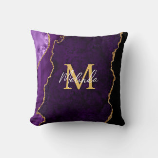 Coussin Agate en marbre violet et or