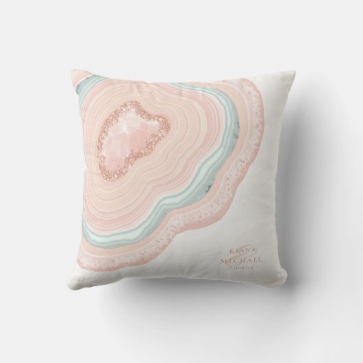 Coussin Agate Geode Mariage Rose Parties scintillant Gold (Verso)