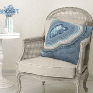 Coussin Agate Geode Parties scintillant Dusty Blue ID647
