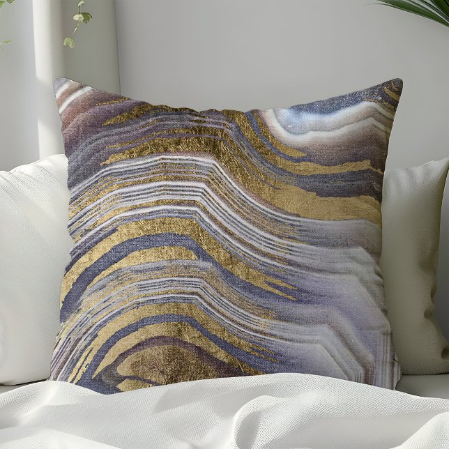 Coussin Agate grise et or Géode pierre précieuse Moderne T (Créateur téléchargé)