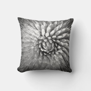 Coussin Agave Spikes Sud-Ouest Noir et blanc Carré B&W
