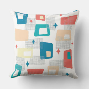 Coussin Âge atomique - Blocs CeladonBlue Moderne du Milieu