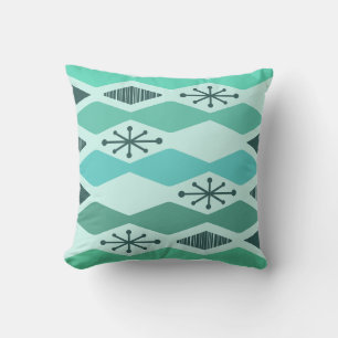Coussin Âge Atomique Géométrique Turquoise