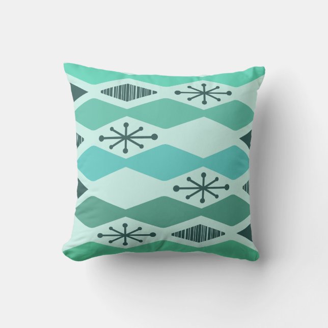 Coussin Âge Atomique Géométrique Turquoise (Recto)