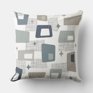 Coussin Âge Atomique - Mid Century Moderne Blocs Gris